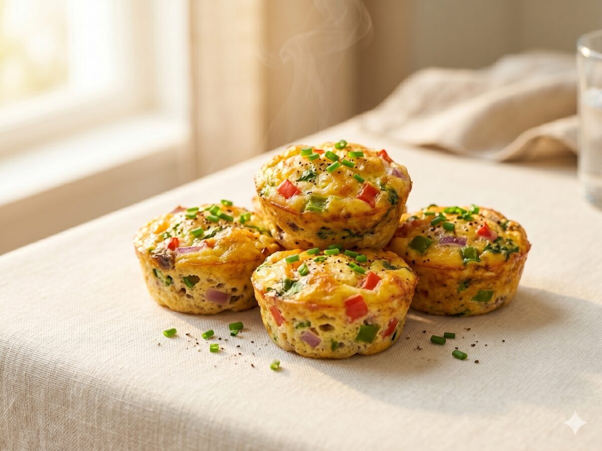 Air fryer egg and vegetable breakfast muffins